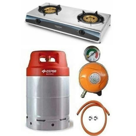 Gas Cylinder 12.5kg With Gas Cooker, Metered Regulator, Hose & Clips - Red Cap