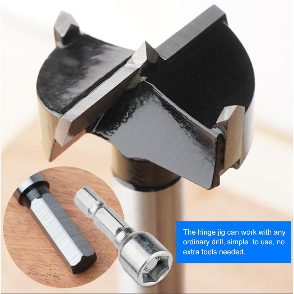 35mm Concealed Hinge Drilling Jig Hole Guide with Screw Clamp Hex Socket Drill Bit for Cabinet Doors Woodworking