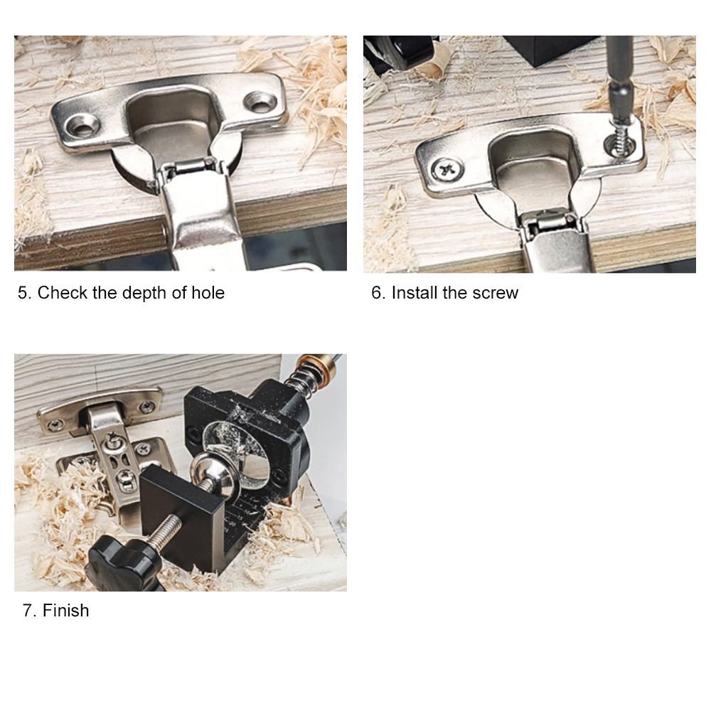 35mm Concealed Hinge Drilling Jig Hole Guide with Screw Clamp Hex Socket Drill Bit for Cabinet Doors Woodworking