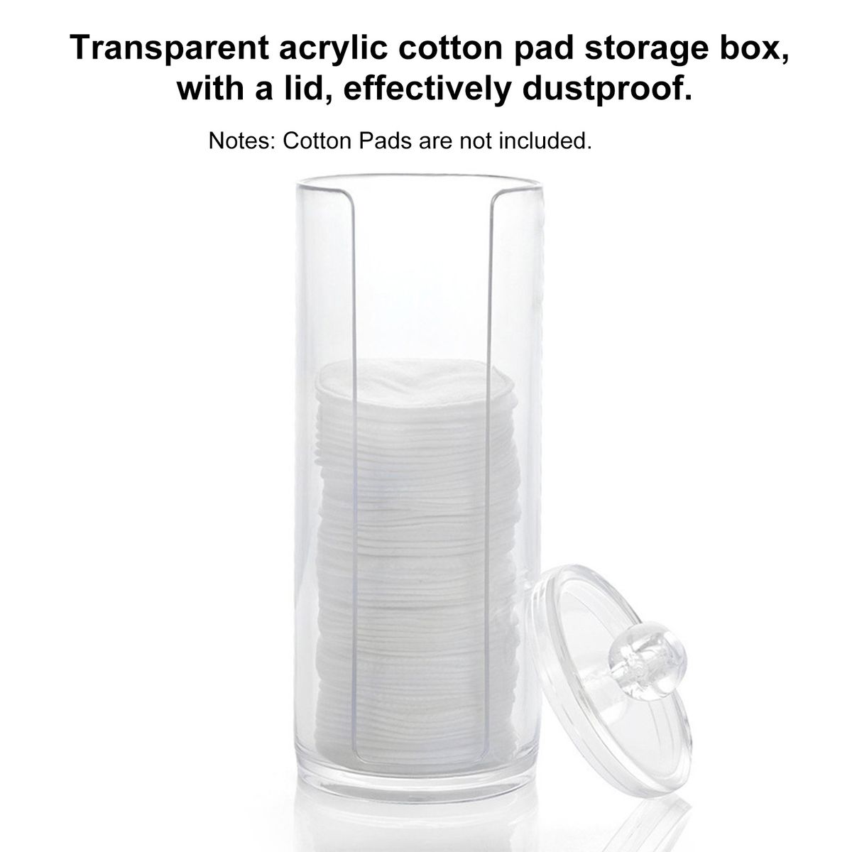 Acrylic Makeup Cotton Pad Holder Dispenser Round Cosmetic