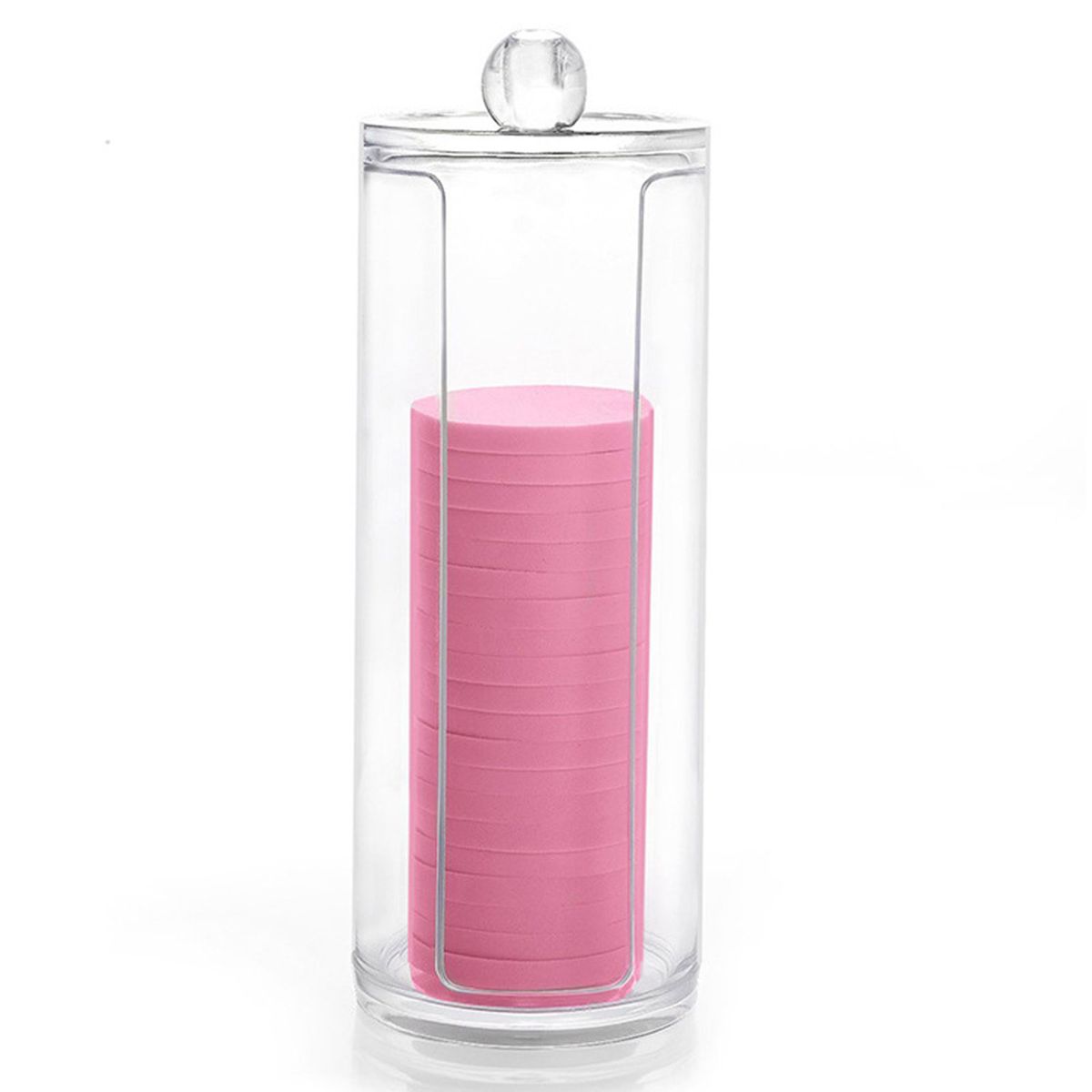 Acrylic Makeup Cotton Pad Holder Dispenser Round Cosmetic