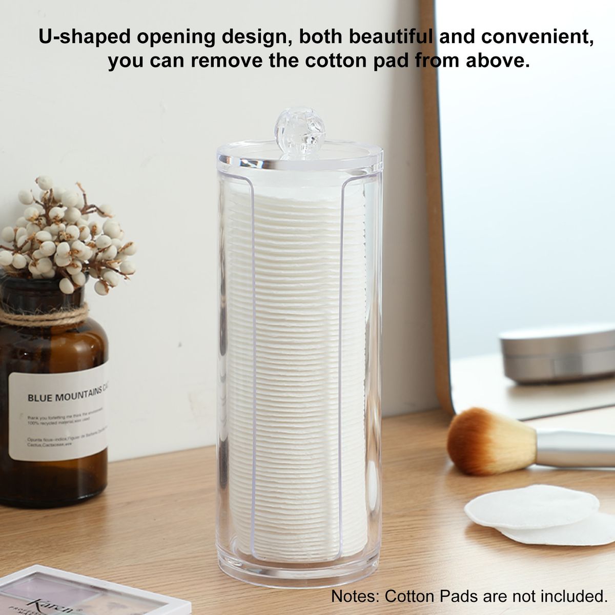 Acrylic Makeup Cotton Pad Holder Dispenser Round Cosmetic
