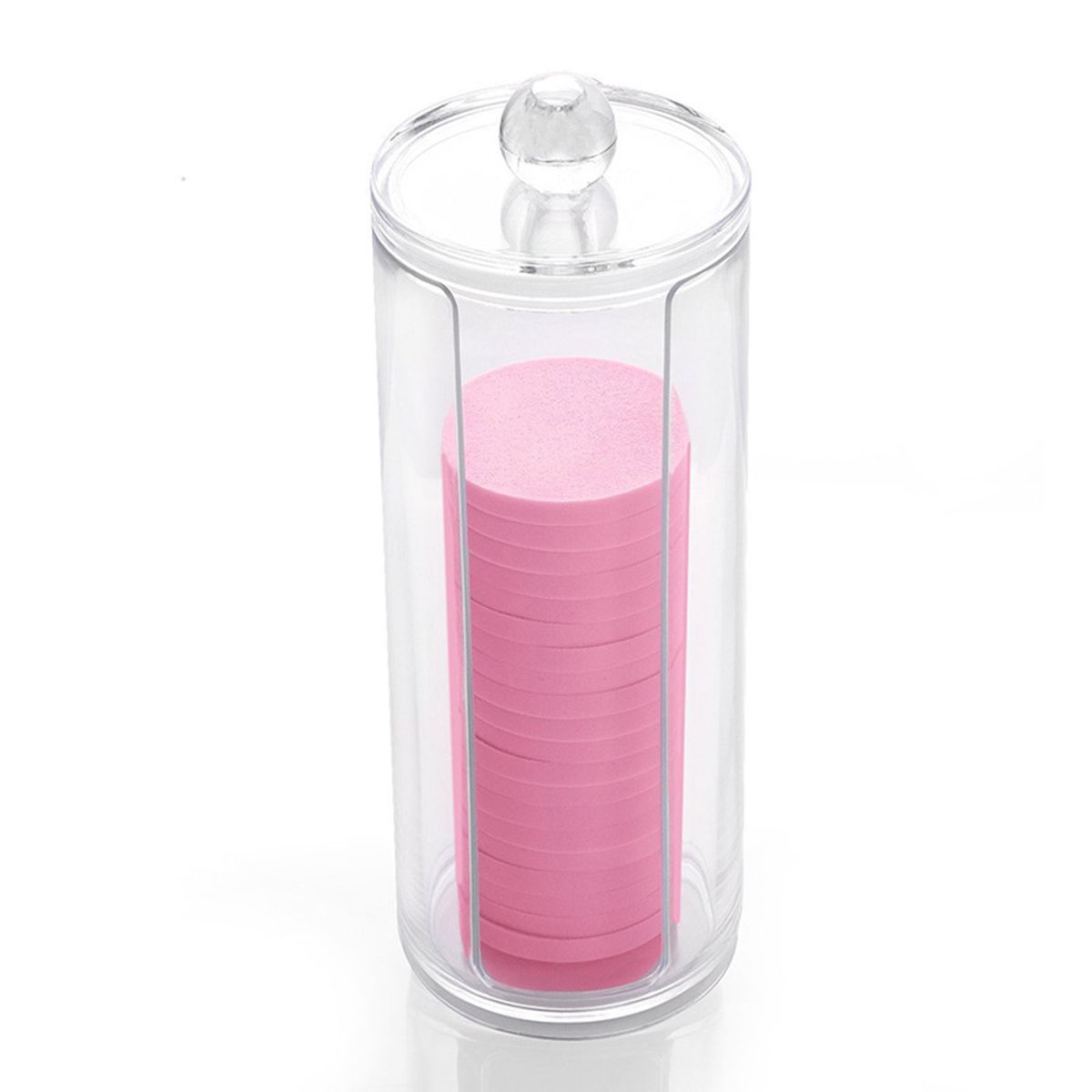 Acrylic Makeup Cotton Pad Holder Dispenser Round Cosmetic