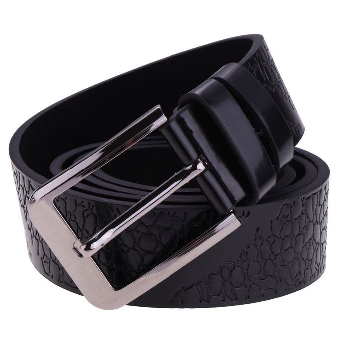 Men's Casual Formal PU Leather Strap Belts Pin Buckle Belt Black