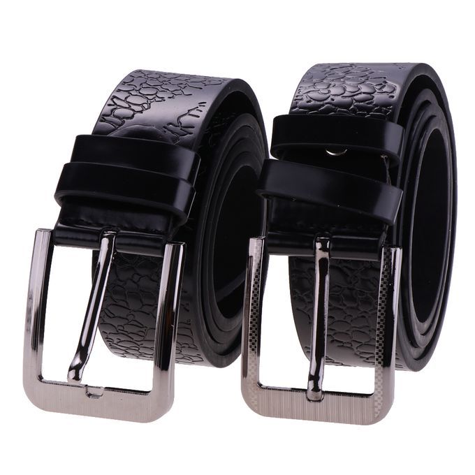 Men's Casual Formal PU Leather Strap Belts Pin Buckle Belt Black