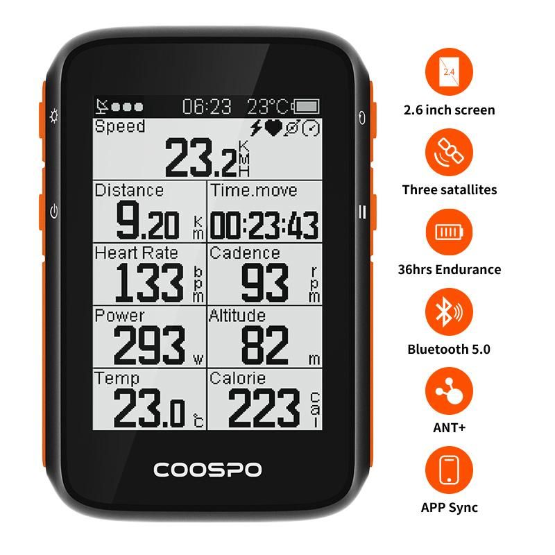 COOSPO Accurate GPS Bike Computer BC200 2.6inch ANT Bluetooth5.0 Bicycle Speedometer Odometer Multi-Language Cycling Accessories