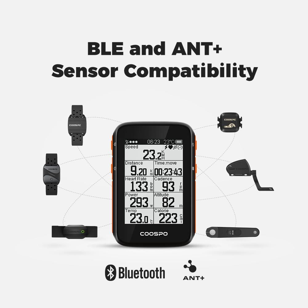 COOSPO Accurate GPS Bike Computer BC200 2.6inch ANT Bluetooth5.0 Bicycle Speedometer Odometer Multi-Language Cycling Accessories