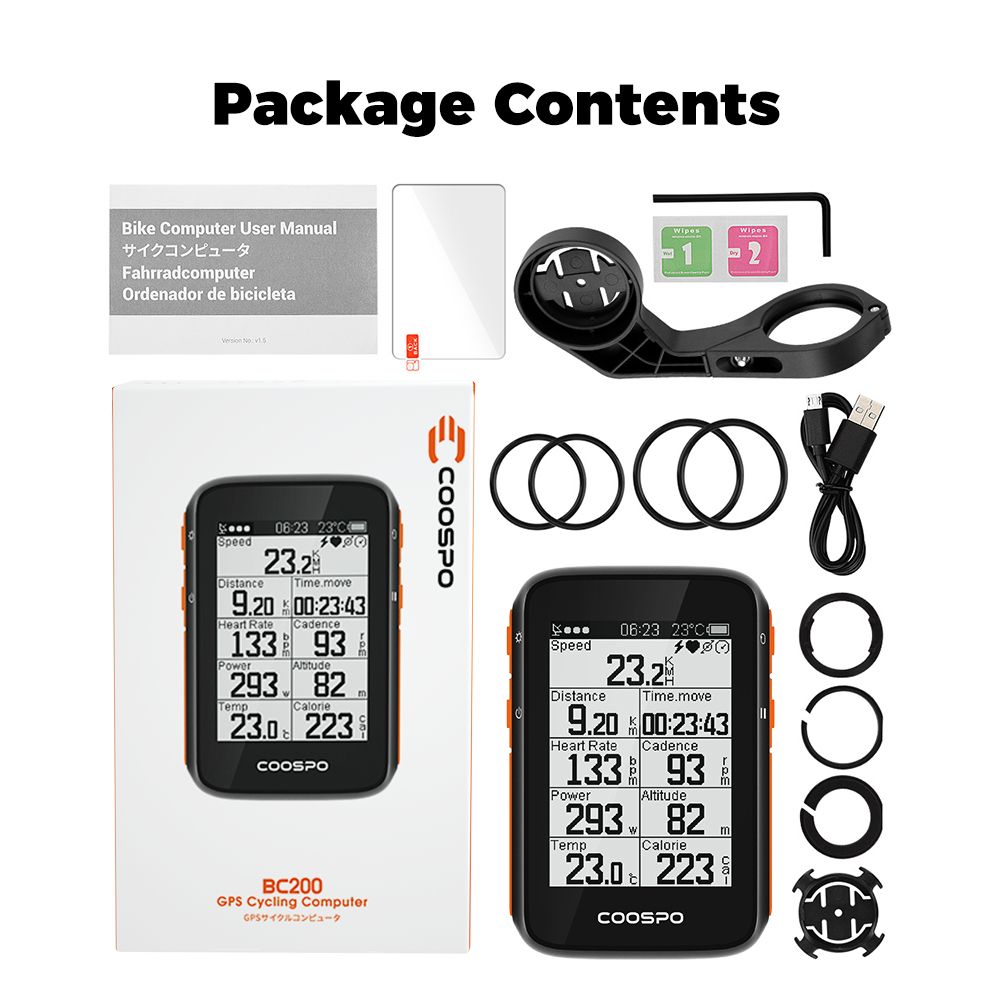 COOSPO Accurate GPS Bike Computer BC200 2.6inch ANT Bluetooth5.0 Bicycle Speedometer Odometer Multi-Language Cycling Accessories