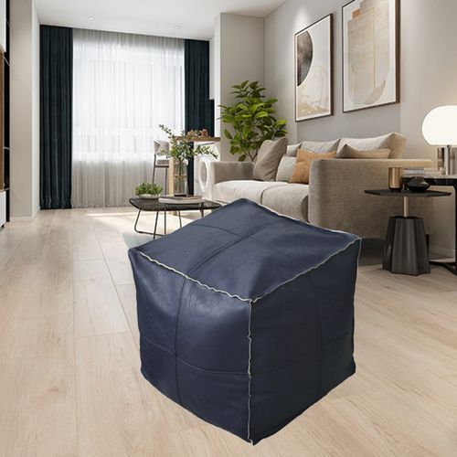 Handmade Unstuffed  Pouf Cover Foot Navy Square