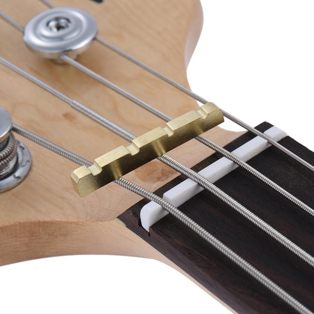 Pre-slotted Brass String Nut for 4-string Electric Bass Guitar Part Replacement 38 * 3.6 * 6.3-4.8mm