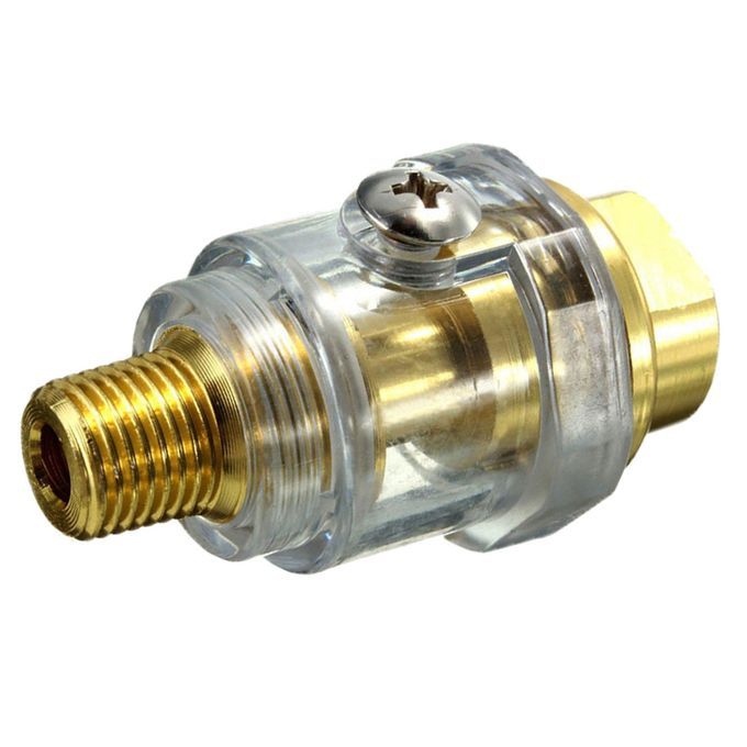 1/4'' NPT Line Brass Compressor Mini In-Line Oiler Air Lubricator