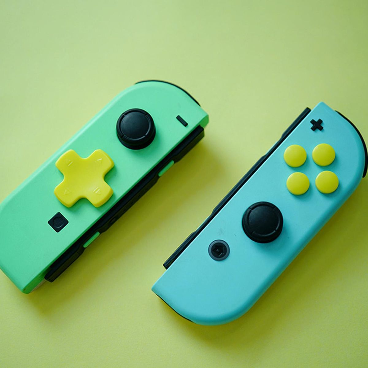 10Pcs Thumb Stick Covers Joy-con Skin Dpad Button Repair Cases Yellow