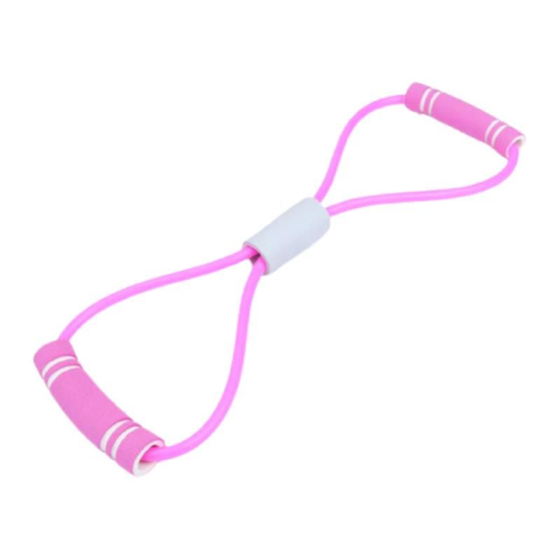 (Pink)Fitness Resistance Bands 8 Word Tension Back Stretch Belt Home Training Device Elastic Elastic Rope Exercise Resistance Bands WAR
