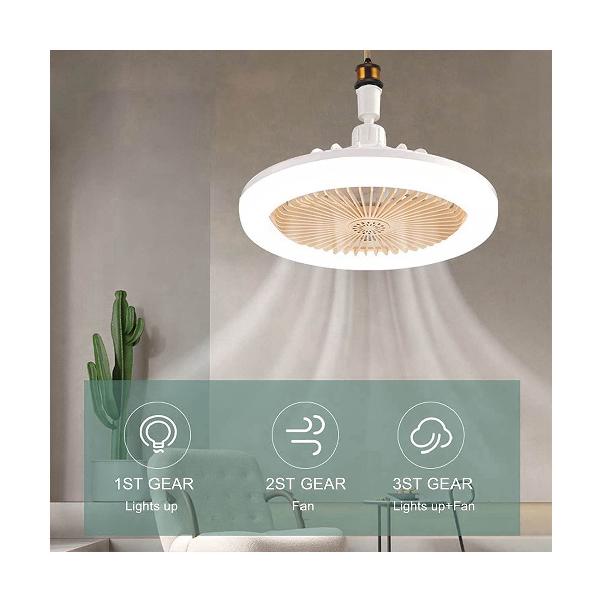 E27 Ceiling Fan with Lights,Enclosed Low Fan Light,