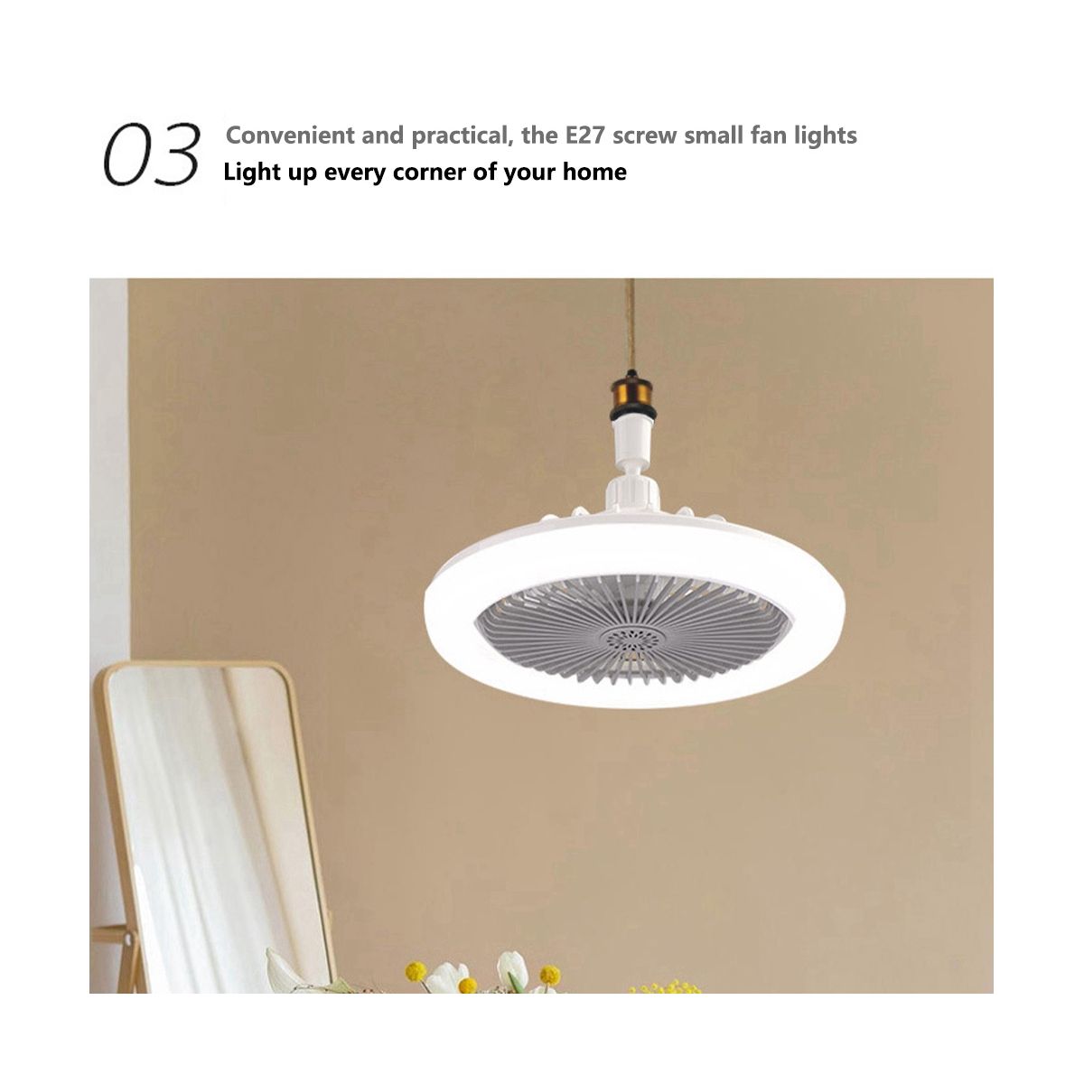 E27 Ceiling Fan with Lights,Enclosed Low Fan Light,