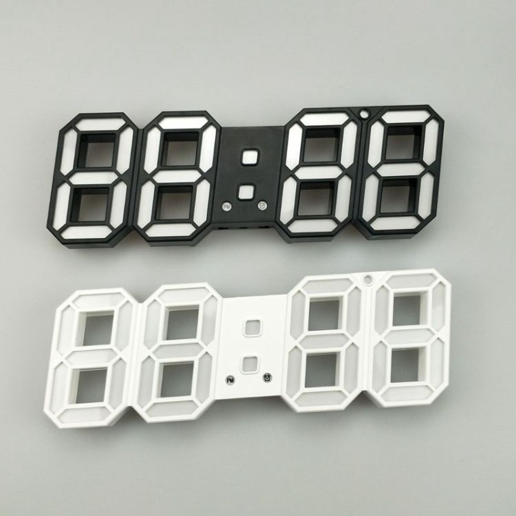 6609 Living Room 3D Wall Clock, Colour: Black Frame Pink Lig