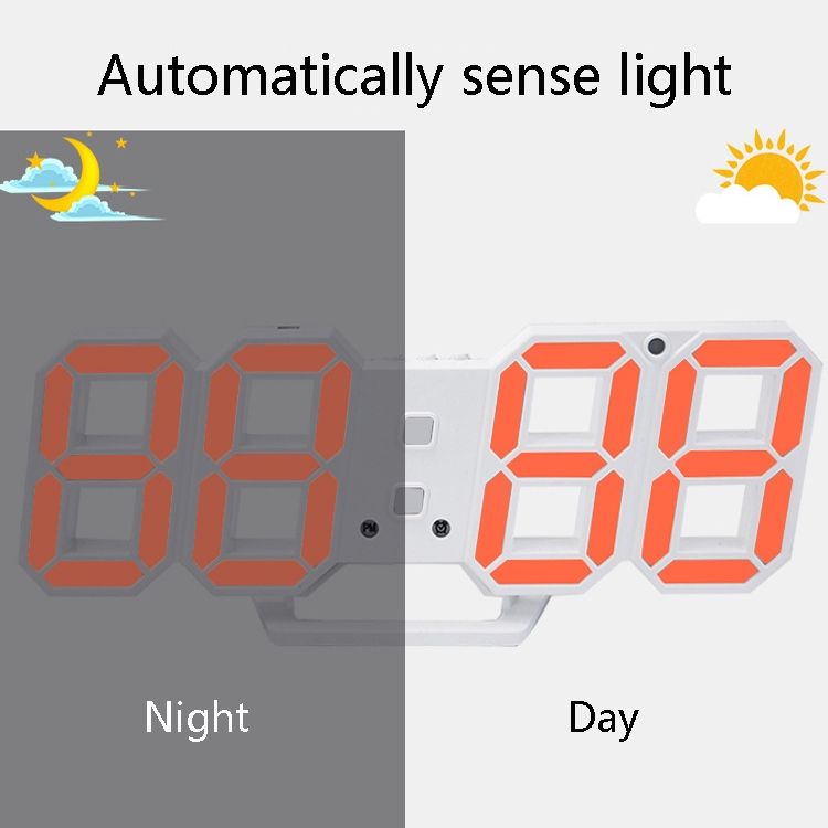6609 Living Room 3D Wall Clock, Colour: Black Frame Pink Lig