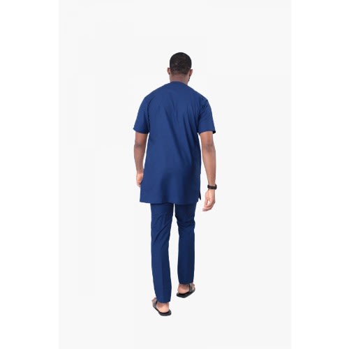 Men's Short Sleeve Kaftan With Sequins - Dark Blue