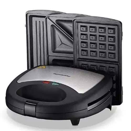 3 In 1 Waffle- Grill & Sandwich Maker - 750w - Kj- 302
