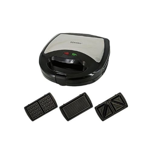 3 In 1 Waffle- Grill & Sandwich Maker - 750w - Kj- 302