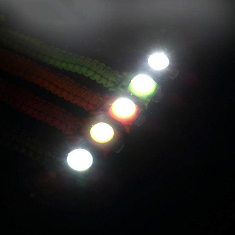 Outdoor EDC Survival Led Bracelet Paracord Knitted Wristband With Compass Camping Wildness Tool - Green Military Green