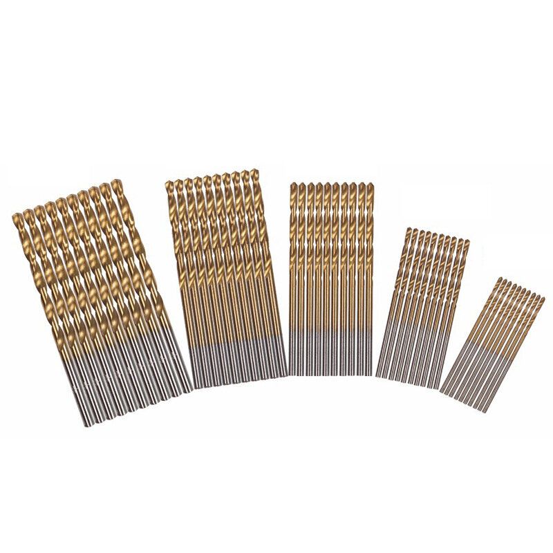50PCS 1/1.5/2/2.5/3mm HSS Titanium Coated Drill Bit High