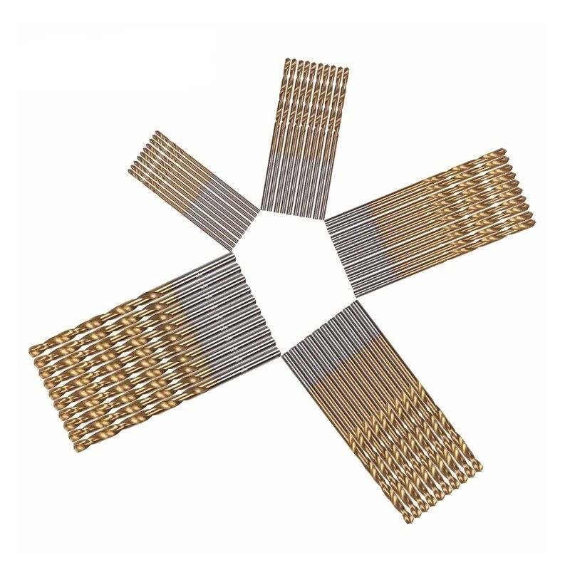 50PCS 1/1.5/2/2.5/3mm HSS Titanium Coated Drill Bit High