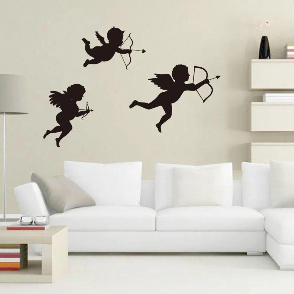 Personalized Cupid Angel Wall Stickers Living Room Nursery Bedroom Decor Decals Art Mural Baby Nursery Room sticker muraux 18Oct