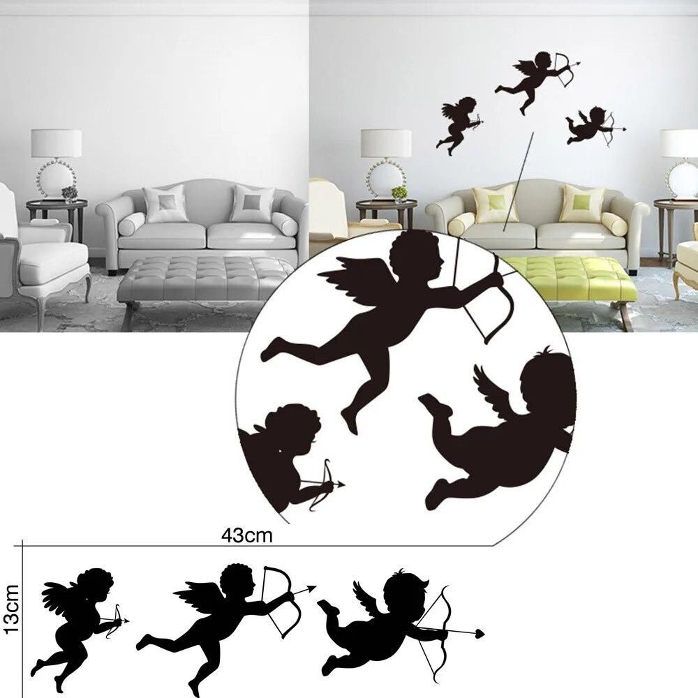 Personalized Cupid Angel Wall Stickers Living Room Nursery Bedroom Decor Decals Art Mural Baby Nursery Room sticker muraux 18Oct