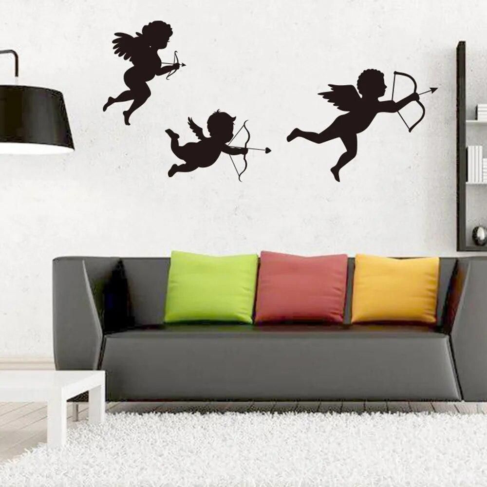 Personalized Cupid Angel Wall Stickers Living Room Nursery Bedroom Decor Decals Art Mural Baby Nursery Room sticker muraux 18Oct