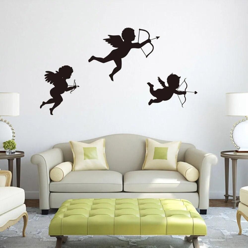 Personalized Cupid Angel Wall Stickers Living Room Nursery Bedroom Decor Decals Art Mural Baby Nursery Room sticker muraux 18Oct