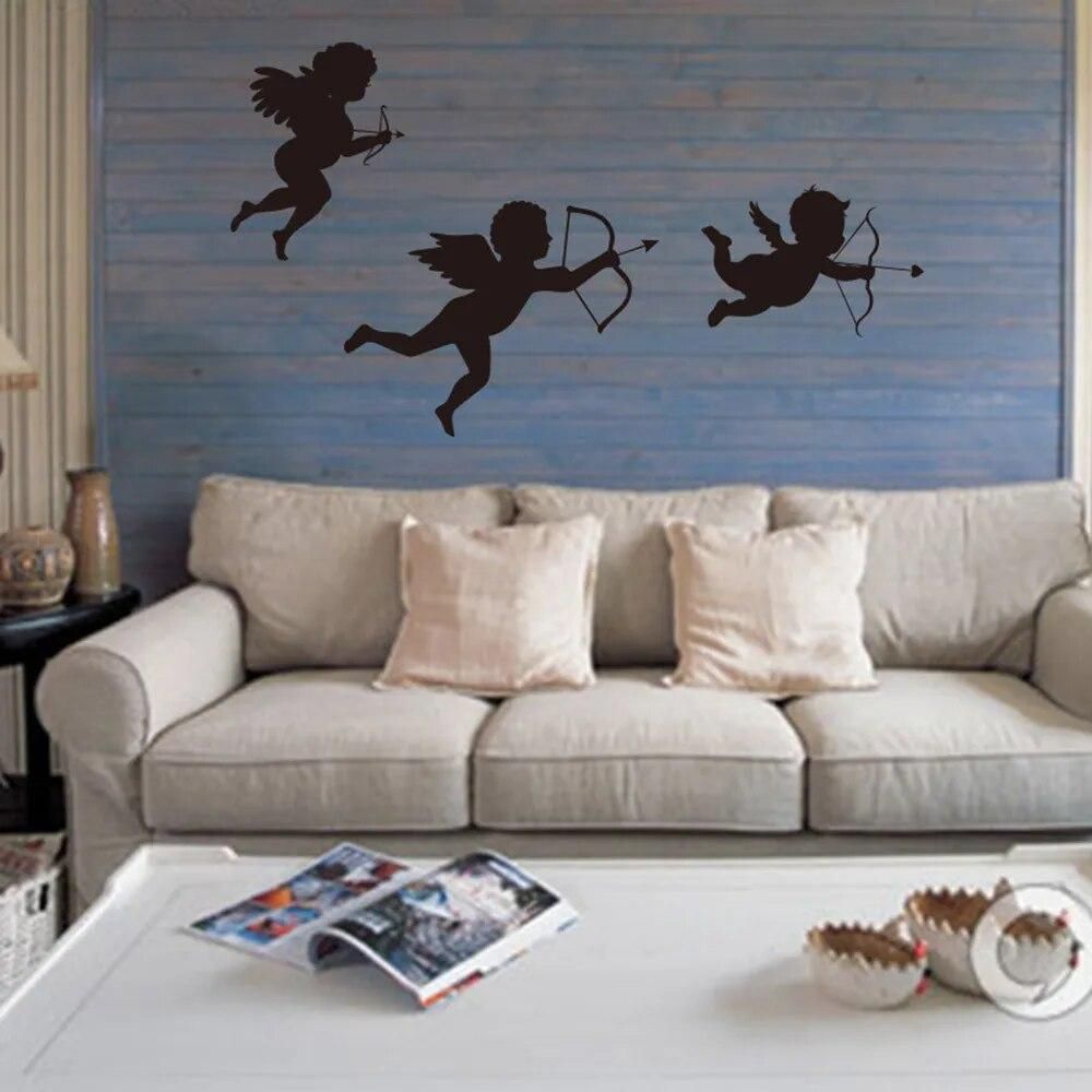 Personalized Cupid Angel Wall Stickers Living Room Nursery Bedroom Decor Decals Art Mural Baby Nursery Room sticker muraux 18Oct