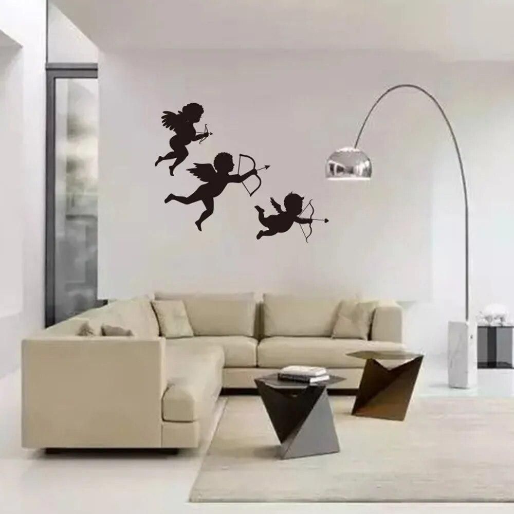 Personalized Cupid Angel Wall Stickers Living Room Nursery Bedroom Decor Decals Art Mural Baby Nursery Room sticker muraux 18Oct