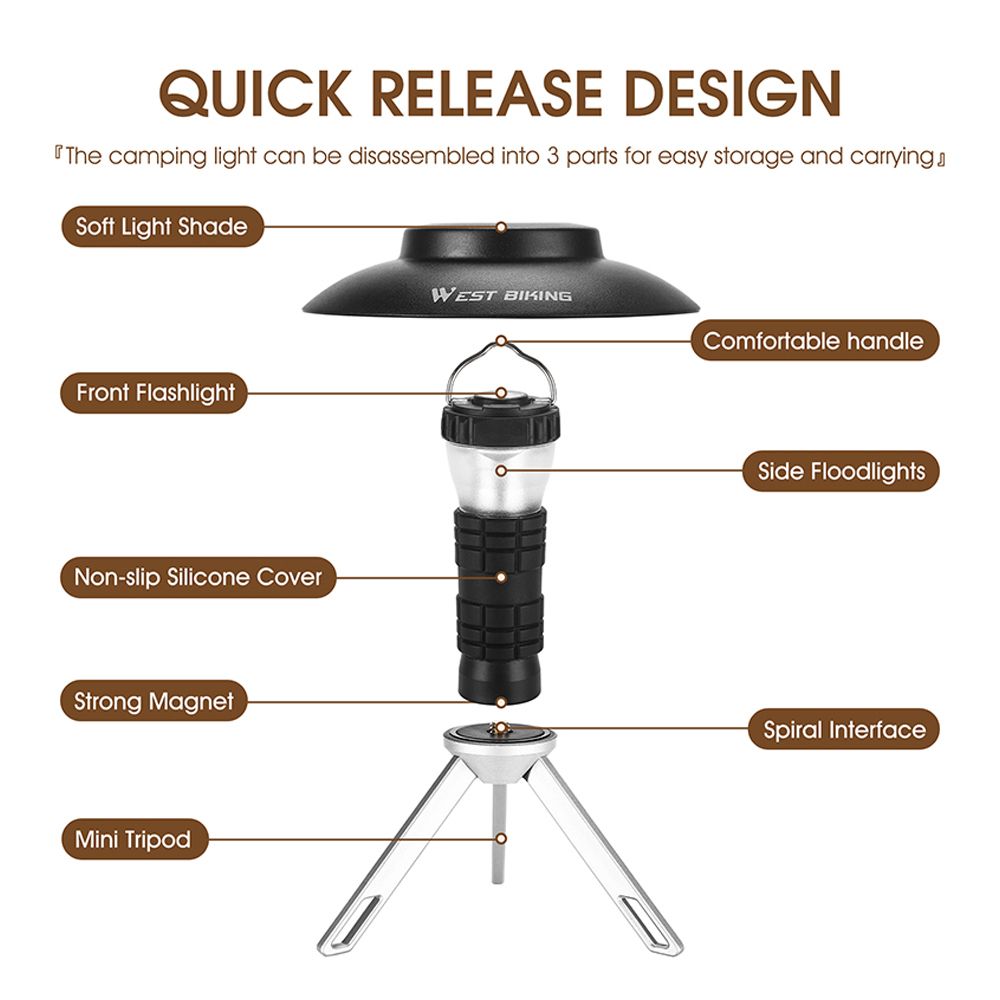 Outdoor Portable Camping Light Tent Lantern With Detachable