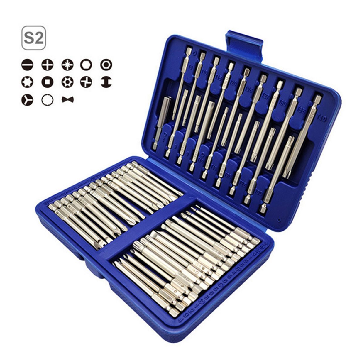 50Pcs Long Screwdriver Bits Set 49Pcs 75mm Cr-V Screwdriver