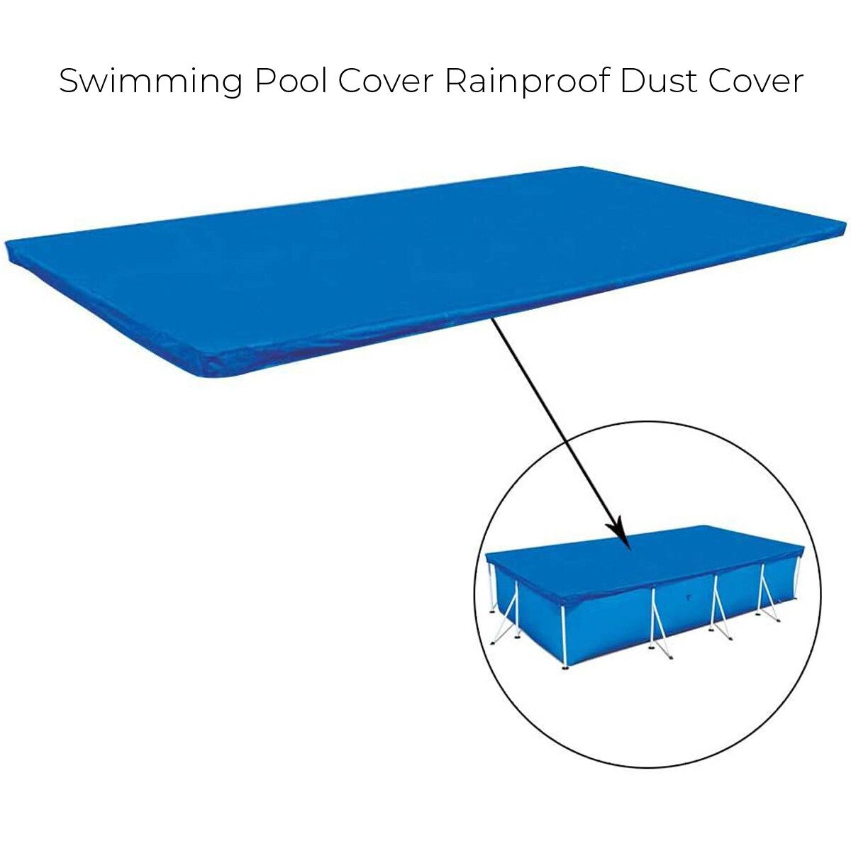 Swimming Pool Rectangular Mat Cover Swimming UV-resistant Pool Cover Waterproof Dustproof Durable Covers Ground Cloth Mat Cover Garden Home Outdoor Pool 400x211CM