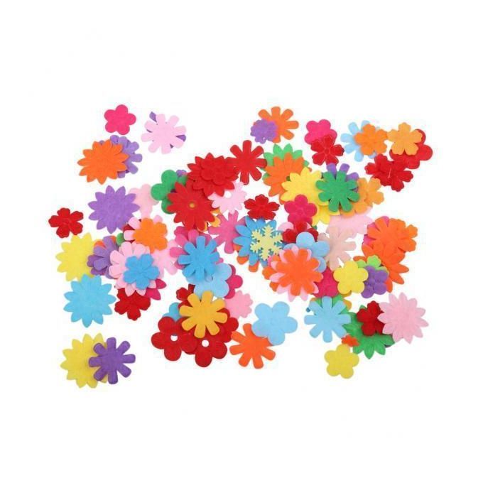 9x 100pcs  Sizes Flower-shaped Plaid Felt Appliques Non