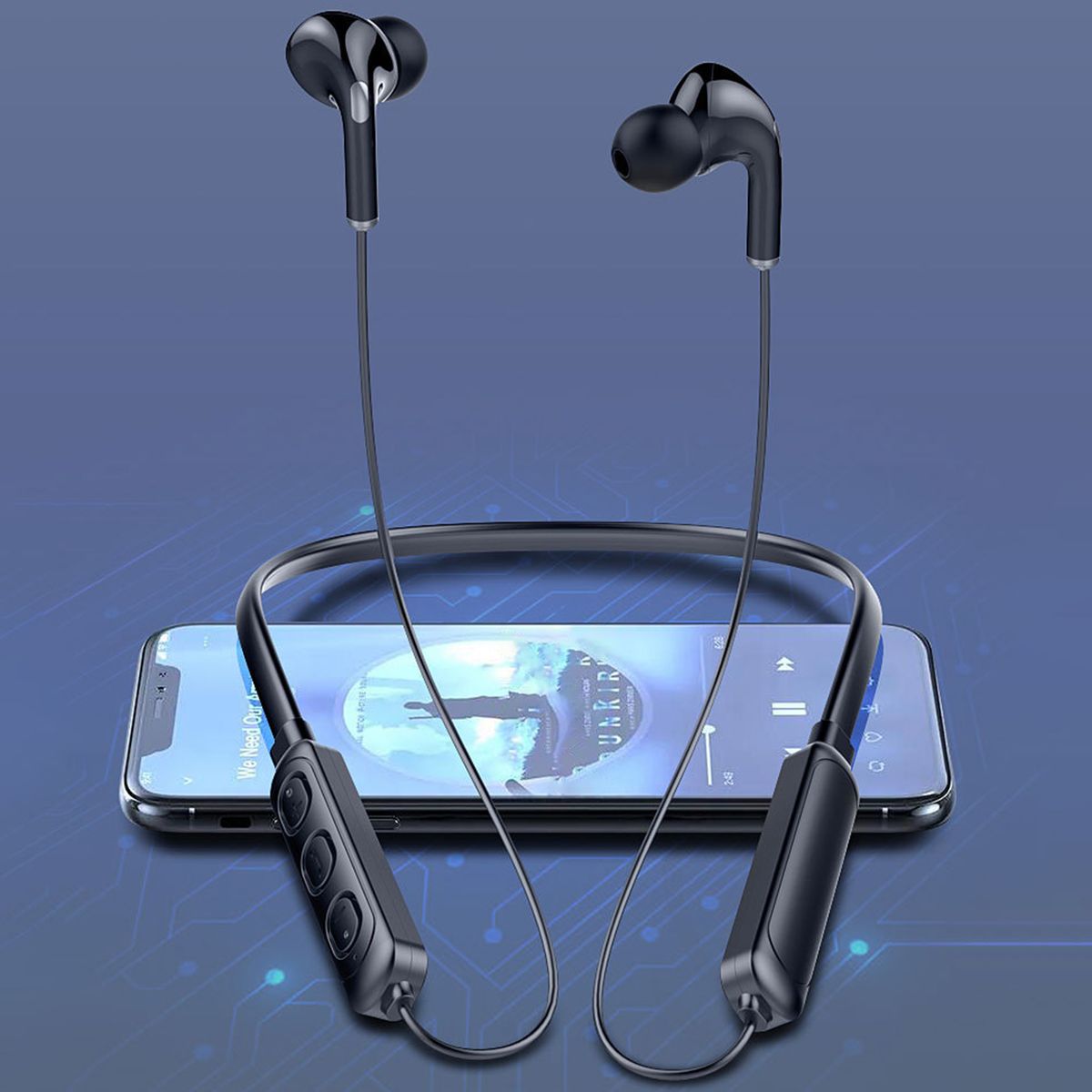 Neck Hanging Wireless Bluetooth Earphone Stereo Bass-Black