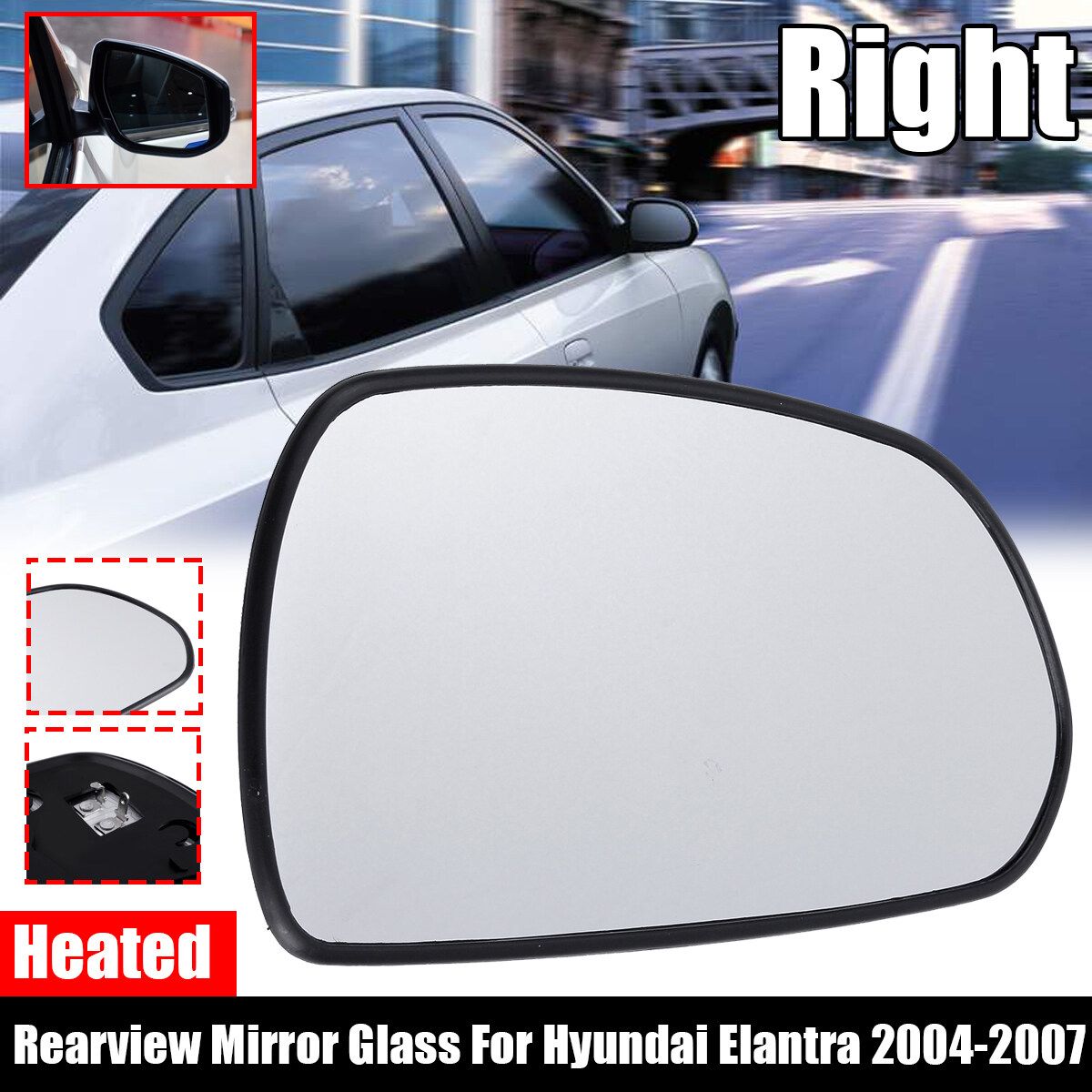 Right Heated Convex Rearview Door Mirror Glass For Hyundai Elantra 2004-2007