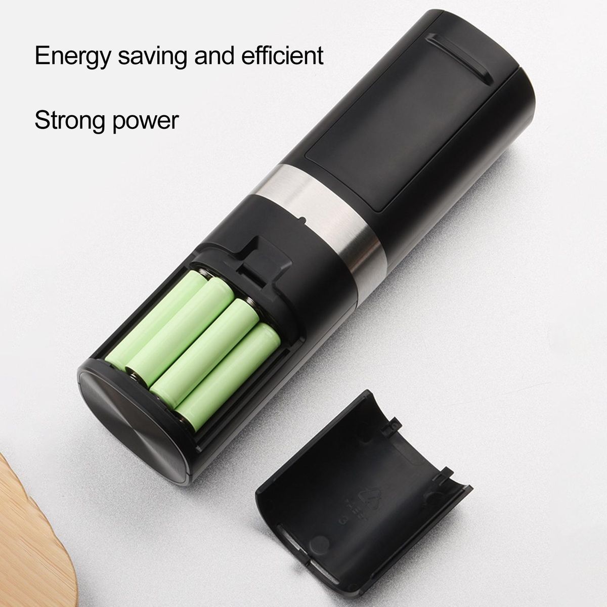 Push-button Spice Grinder Clearview Spice Mill Led Handheld for Salt Black
