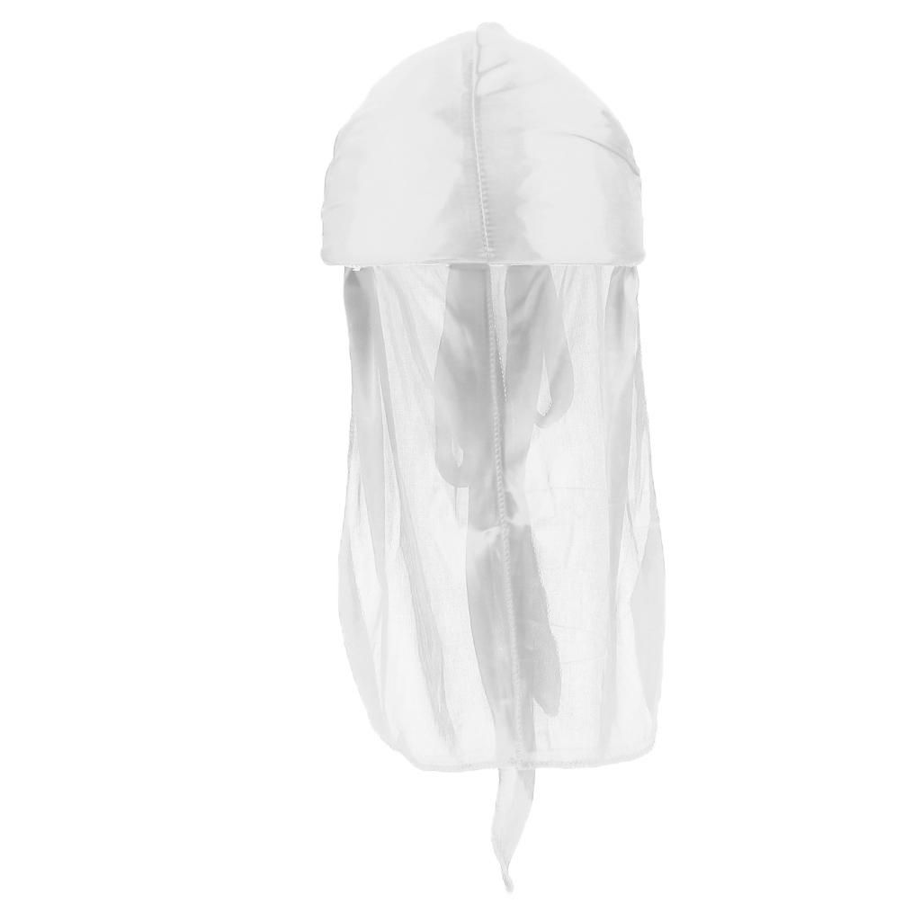 360 Waves  , Long Tail Durag For Women And Men, Silky Du Rag  , White