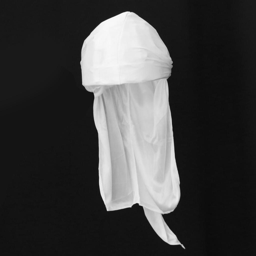 360 Waves  , Long Tail Durag For Women And Men, Silky Du Rag  , White