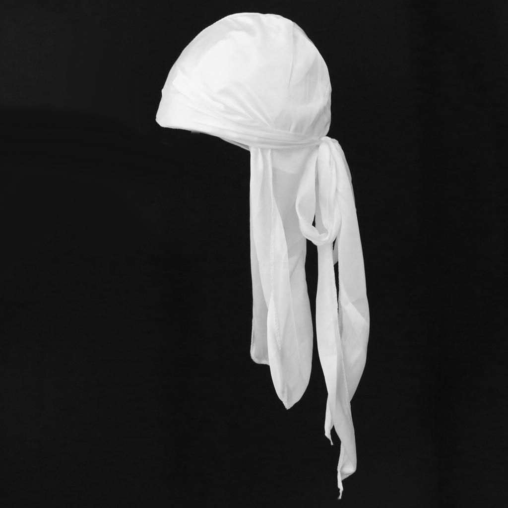 360 Waves  , Long Tail Durag For Women And Men, Silky Du Rag  , White