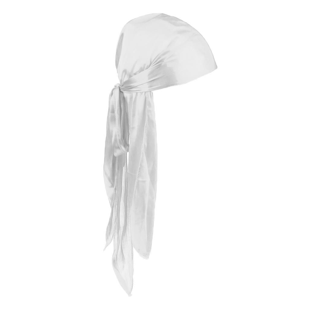 360 Waves  , Long Tail Durag For Women And Men, Silky Du Rag  , White