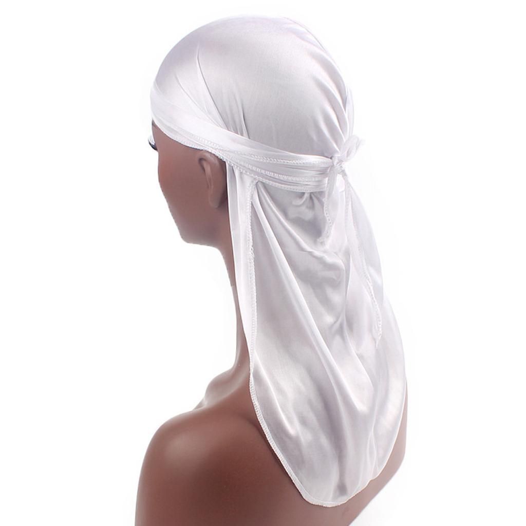 360 Waves  , Long Tail Durag For Women And Men, Silky Du Rag  , White