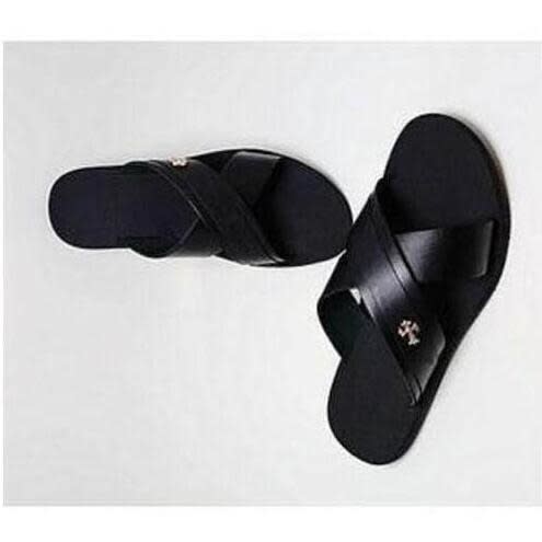 Leather Palm Slippers - Black