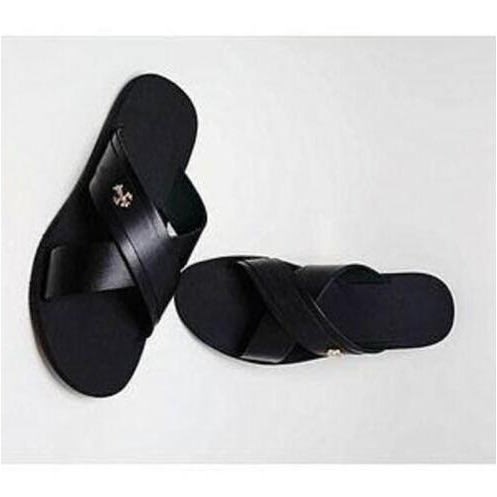 Leather Palm Slippers - Black