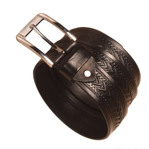 Leather Pattern Belt - Black