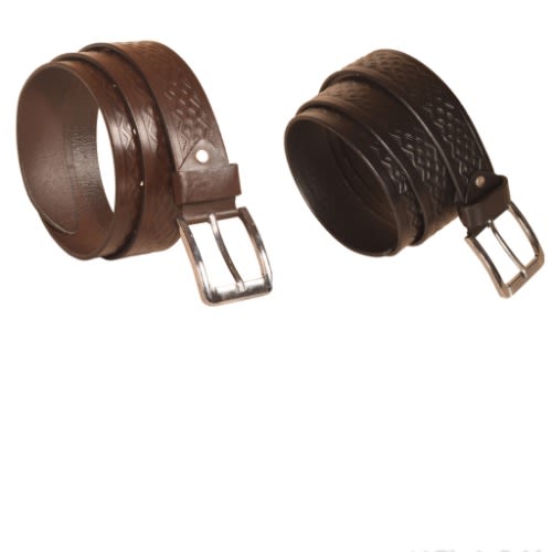 2pcs Pattern Leather Belt- Brown & Black