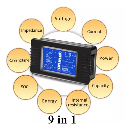Dc Battery Monitor Multifunction Energy Meter Wattmeter 100a